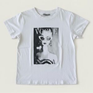 June + Grey Limited Edition Vogue Barbie Graphic Tee Girls 5T White Black